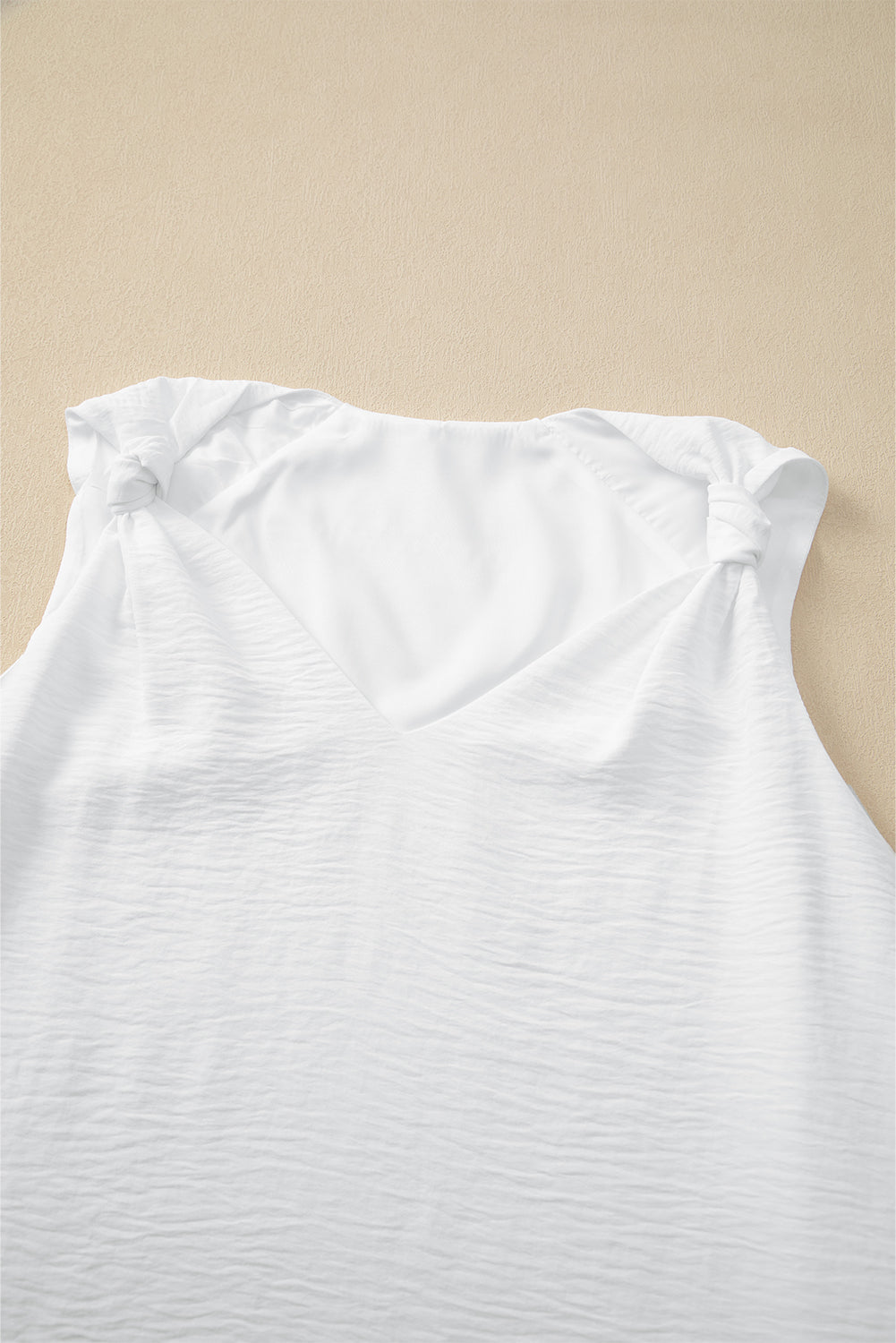 Apricot Plain V Neck Casual Knotted Shoulder Vest