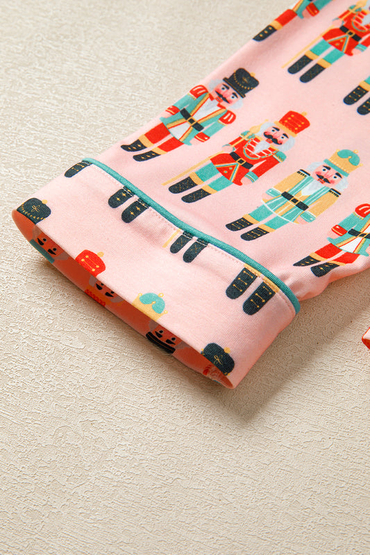 Pink Christmas Nutcracker Long Sleeve Shirt Shorts Pajama Set