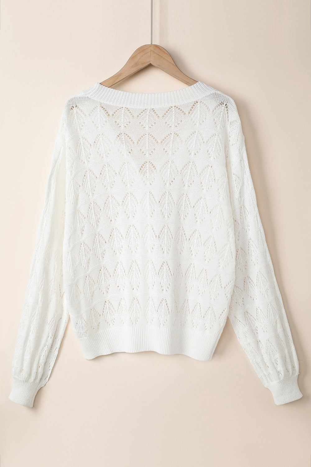 White Lightweight Buttoned Front Crochet Cardigan