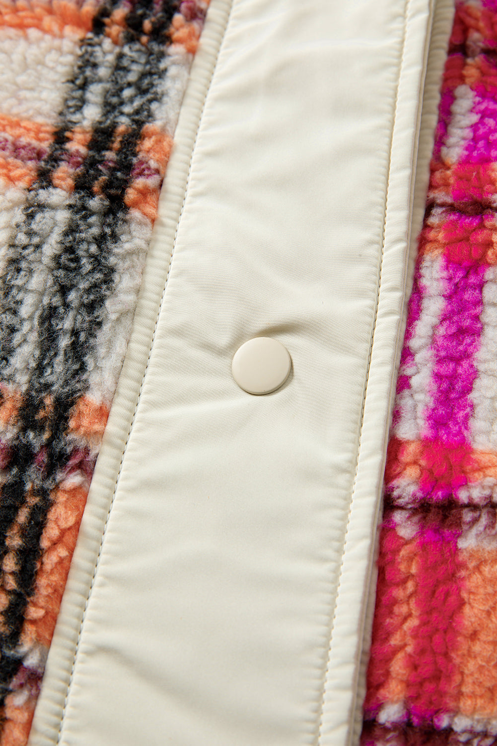 Rose Sherpa Plaid Collared Jacket Vest