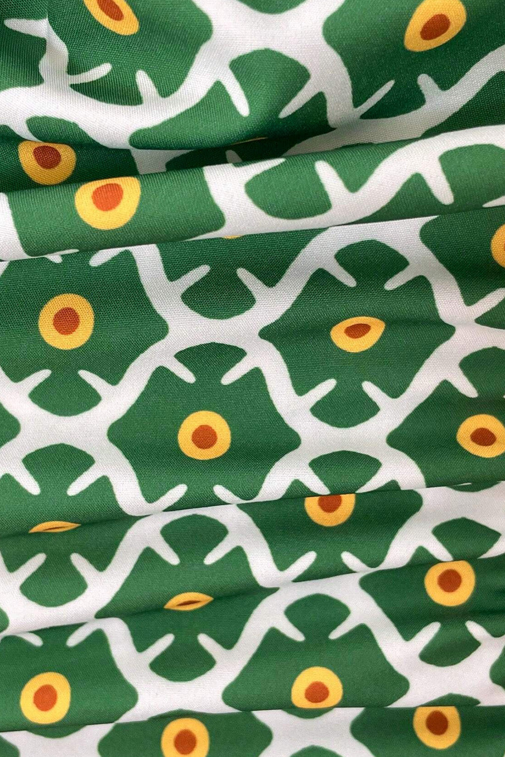 Green Geometric Floral Print Half Sleeve Plus Size Maxi Dress