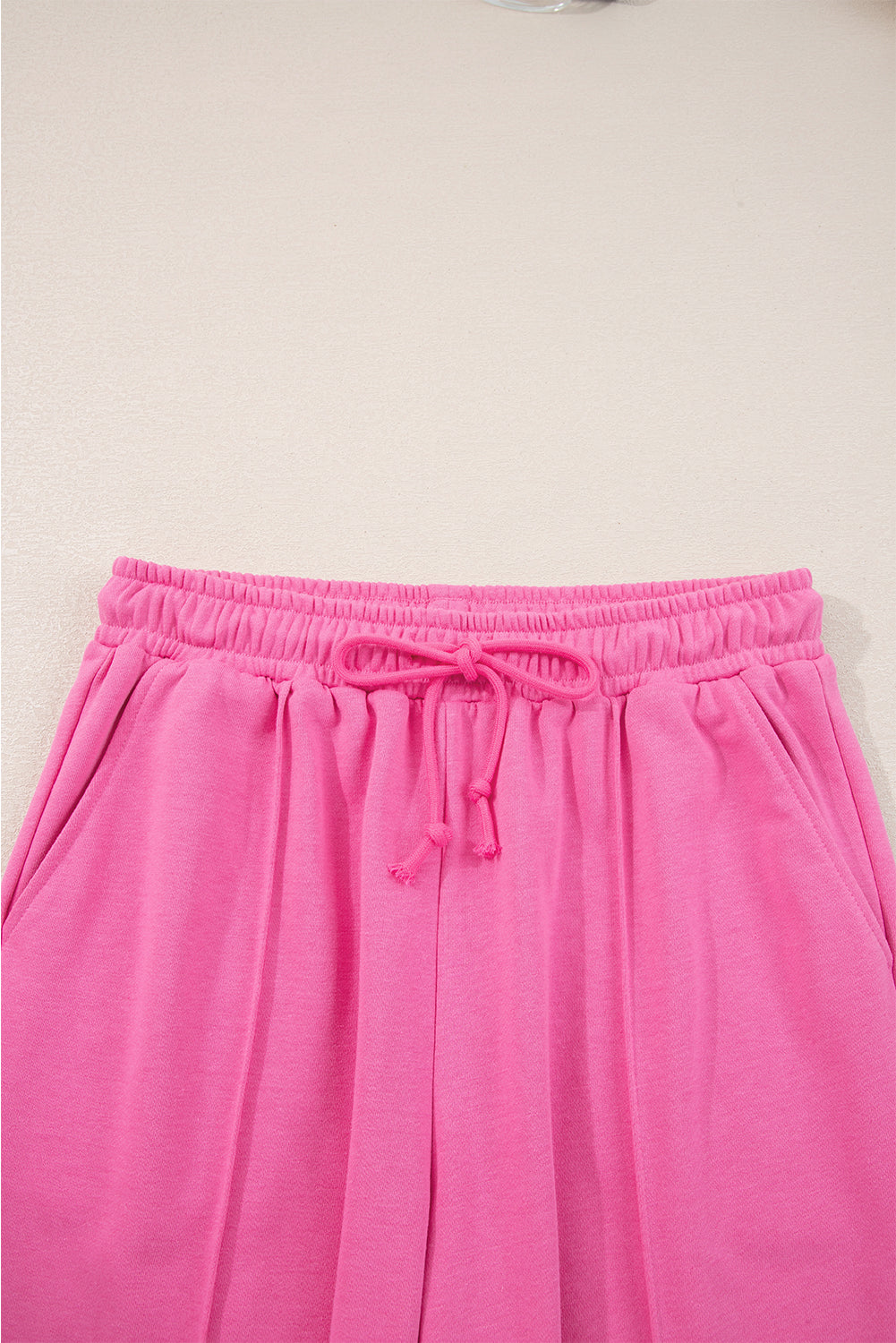 Sachet Pink Solid Color Collared Pullover and Central Seam Pants Set