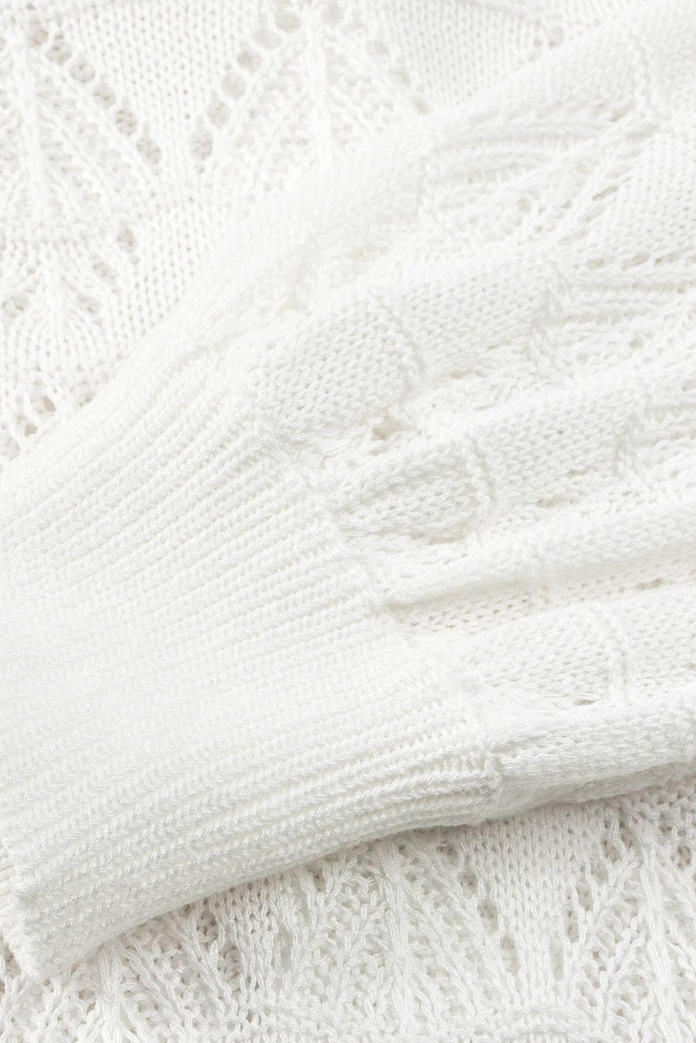White Lightweight Buttoned Front Crochet Cardigan