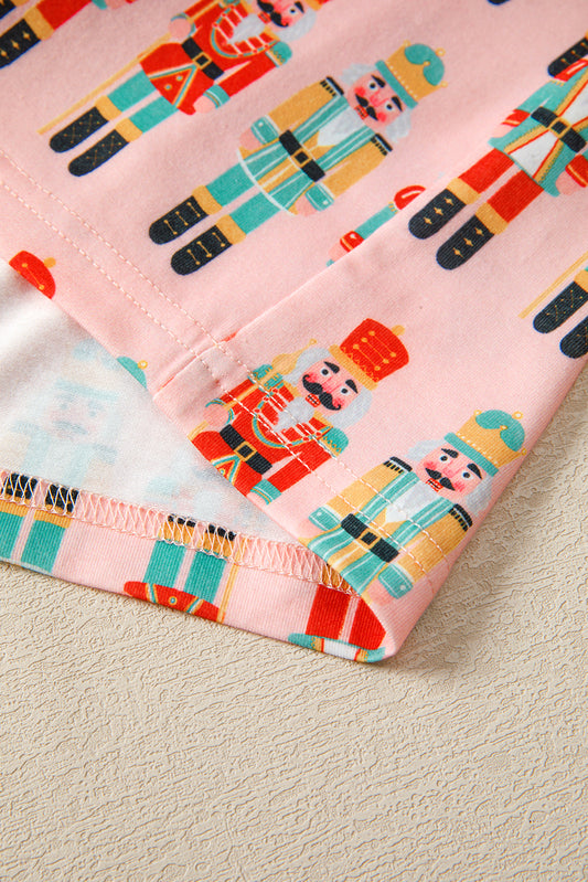 Pink Christmas Nutcracker Long Sleeve Shirt Shorts Pajama Set
