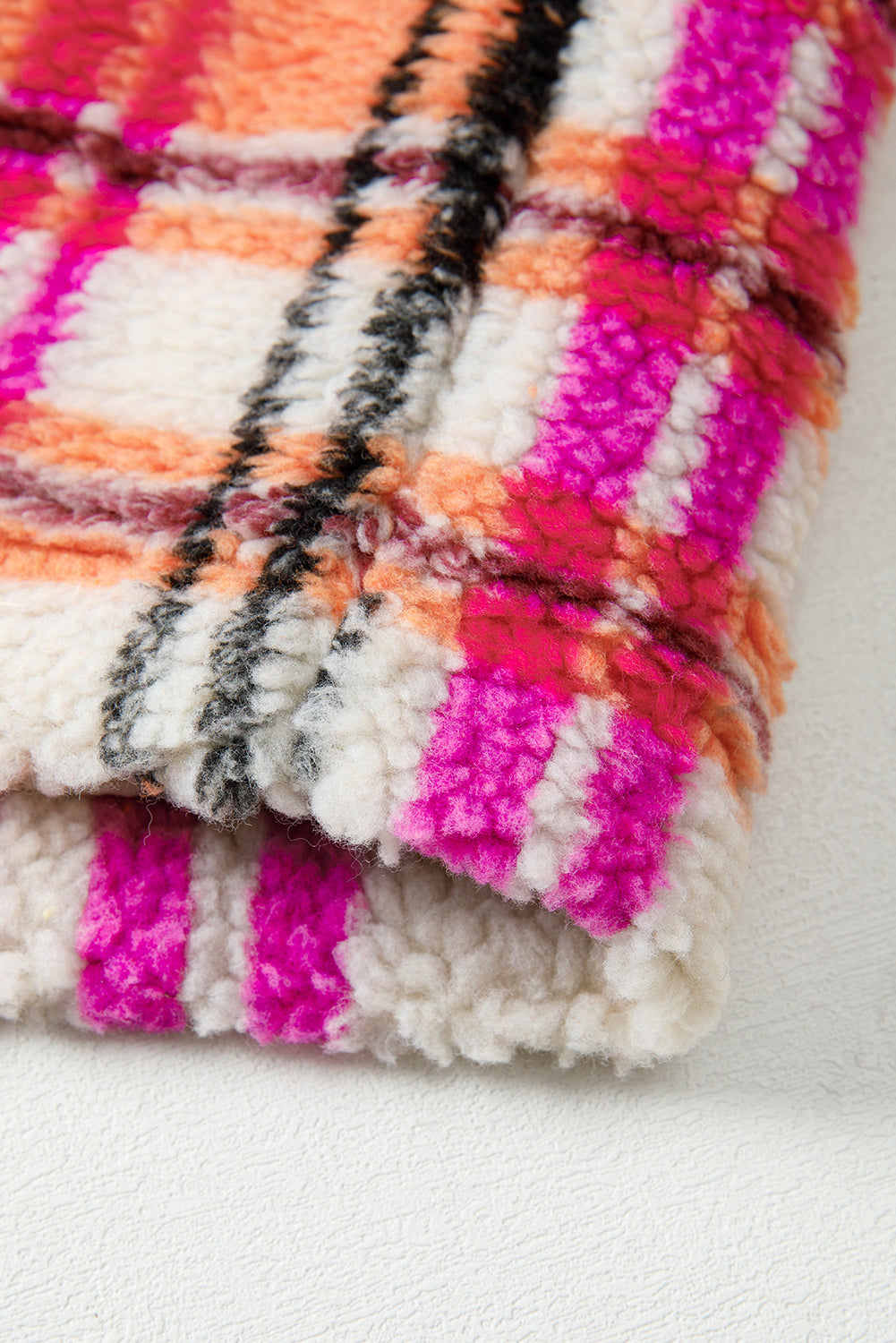 Rose Sherpa Plaid Collared Jacket Vest